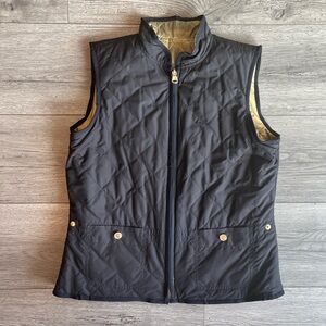 Lauren Ralph Lauren Women’s Reversible Quilted Vest Lightweight Black Gold